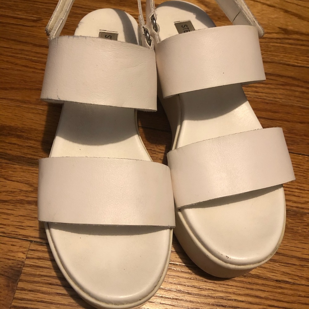 Steve Madden white platform sandals